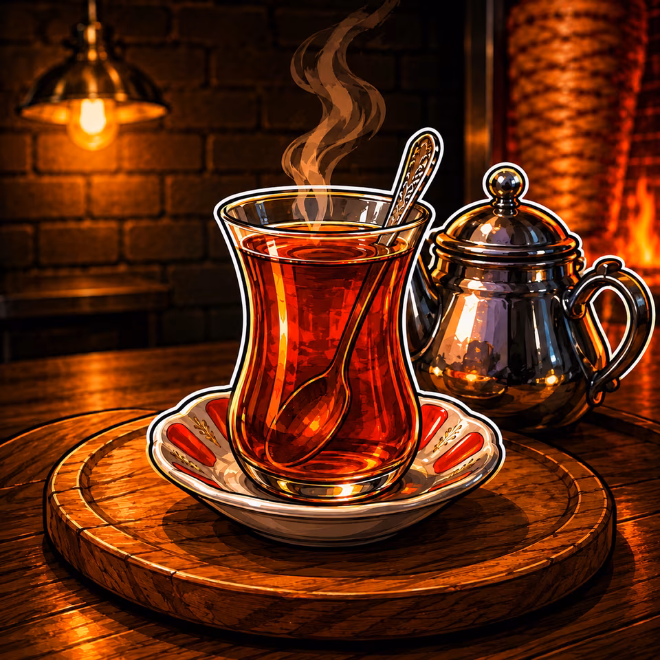 Un verre de çay fumant